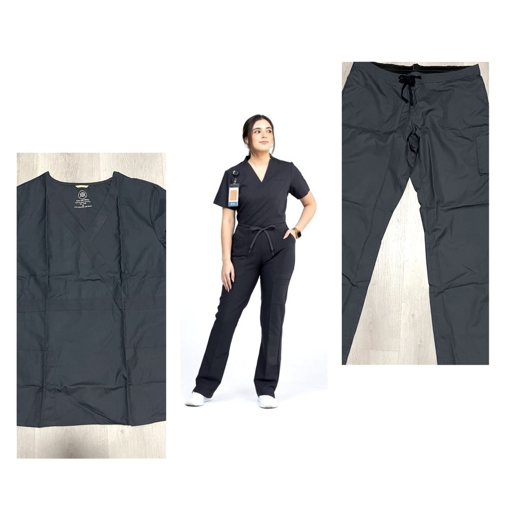 RaRe Uniforms Women’s Scrub Set SAI-2101 Dark Gray Sz XL V-Neck Drawstring NWOT